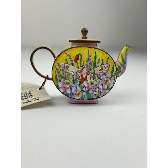 NOS Kelvin Chen Miniature Enamel Copper Decorative Teapot Garden Fairy - Picture 3 of 8